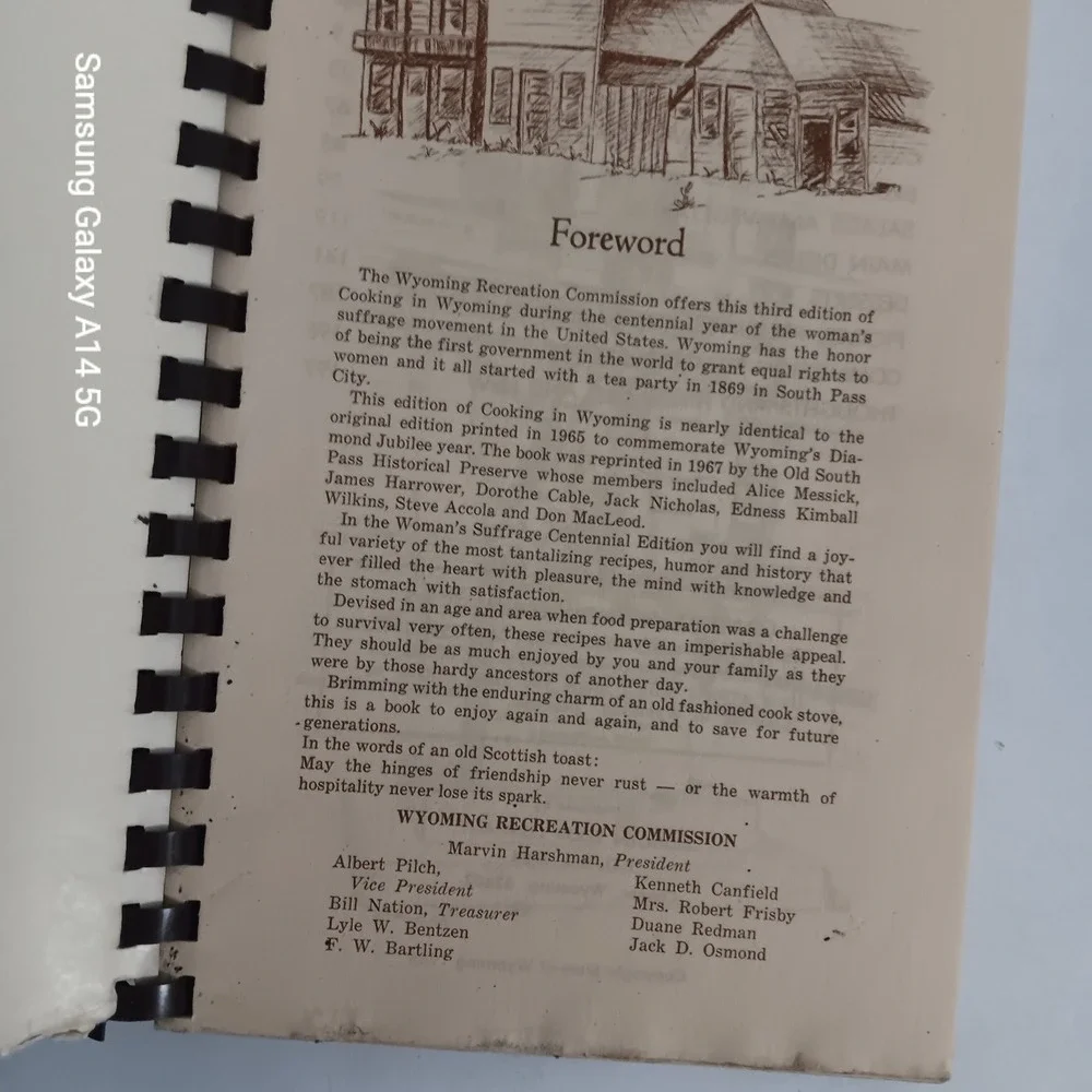 COOKING In Wyoming Cookbook Vintage 1969 Woman Suffrage Centennial